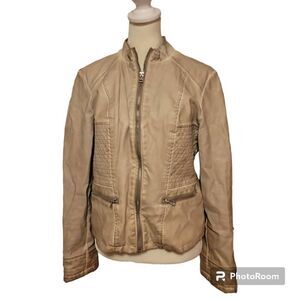 Baccini Faux Leather Vintage Motorcycle Jacket Women's Size Medium